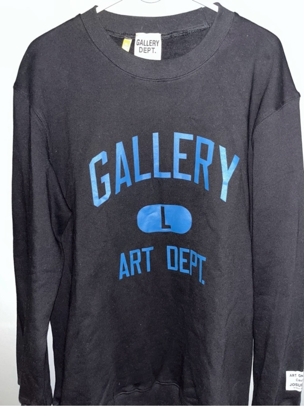 Gallery Dept Black Long Sleeve Crewneck Shirt Blue Art Dept Lettering Men’s XL